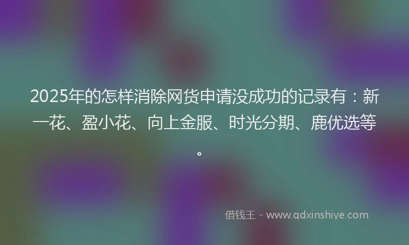 2025年的怎样消除网货申请没成功的记录有：新一花、盈小花、向上金服、时光分期、鹿优选等。
