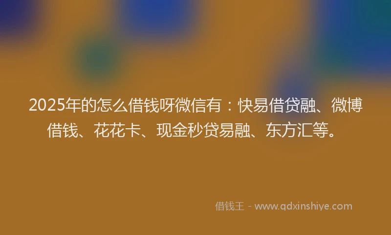 2025年的怎么借钱呀微信有：快易借贷融、微博借钱、花花卡、现金秒贷易融、东方汇等。