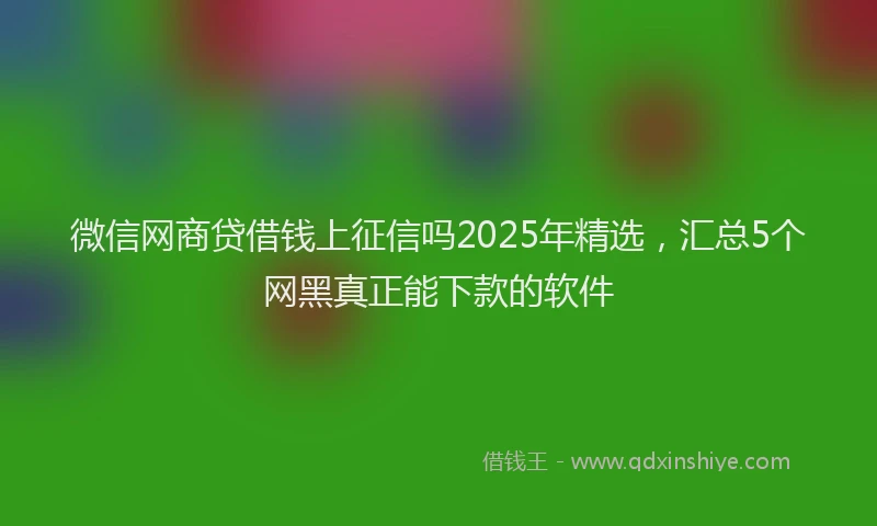微信网商贷借钱上征信吗2025年精选，汇总5个网黑真正能下款的软件