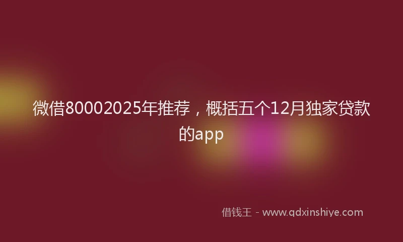 微借80002025年推荐，概括五个12月独家贷款的app