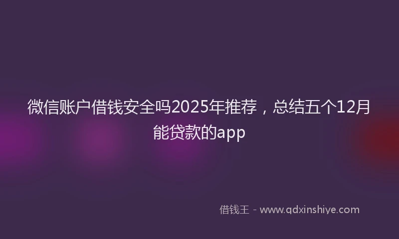 微信账户借钱安全吗2025年推荐，总结五个12月能贷款的app