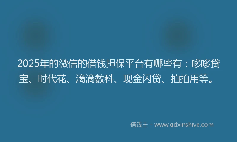 2025年的微信的借钱担保平台有哪些有：哆哆贷宝、时代花、滴滴数科、现金闪贷、拍拍用等。