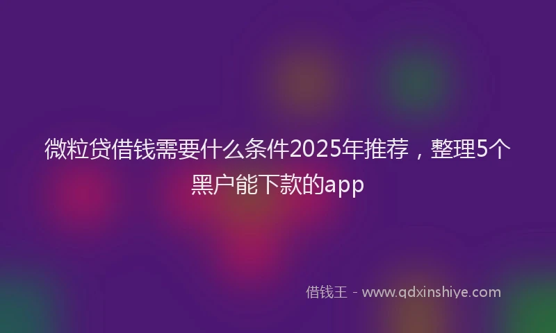 微粒贷借钱需要什么条件2025年推荐，整理5个黑户能下款的app