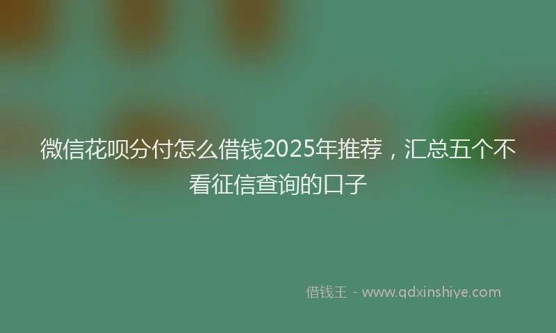 微信花呗分付怎么借钱2025年推荐，汇总五个不看征信查询的口子