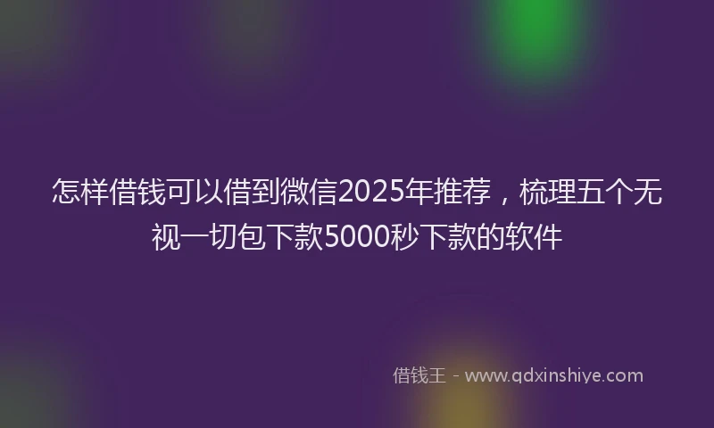 怎样借钱可以借到微信2025年推荐，梳理五个无视一切包下款5000秒下款的软件