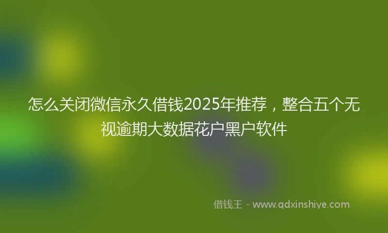 怎么关闭微信永久借钱2025年推荐，整合五个无视逾期大数据花户黑户软件