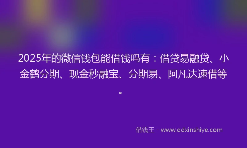 2025年的微信钱包能借钱吗有：借贷易融贷、小金鹤分期、现金秒融宝、分期易、阿凡达速借等。
