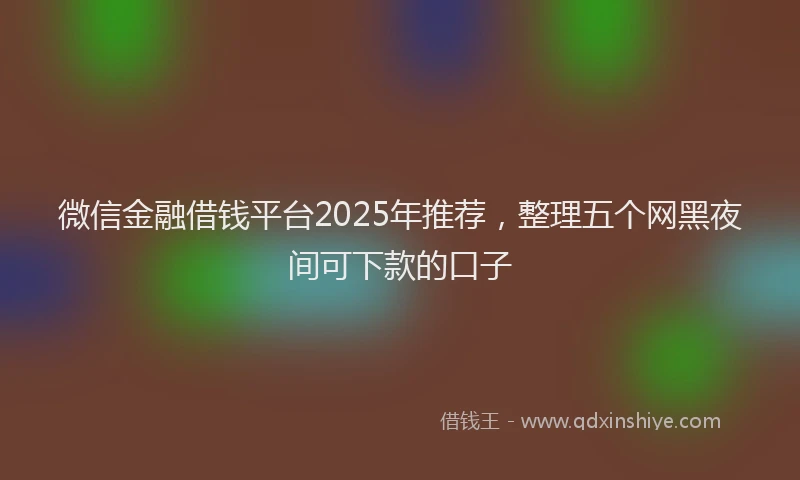 微信金融借钱平台2025年推荐，整理五个网黑夜间可下款的口子