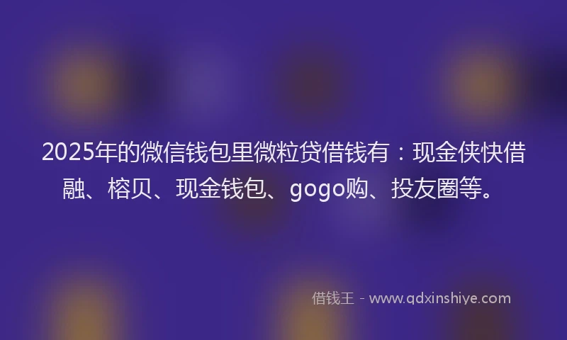 2025年的微信钱包里微粒贷借钱有：现金侠快借融、榕贝、现金钱包、gogo购、投友圈等。