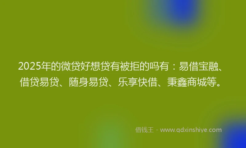 2025年的微贷好想贷有被拒的吗有：易借宝融、借贷易贷、随身易贷、乐享快借、秉鑫商城等。