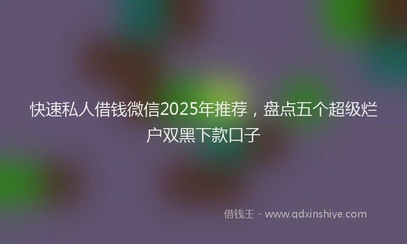 快速私人借钱微信2025年推荐，盘点五个超级烂户双黑下款口子