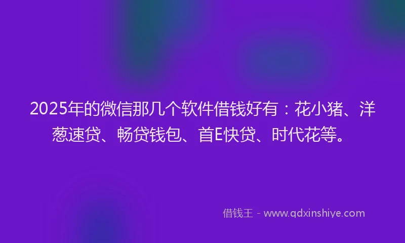 2025年的微信那几个软件借钱好有：花小猪、洋葱速贷、畅贷钱包、首E快贷、时代花等。