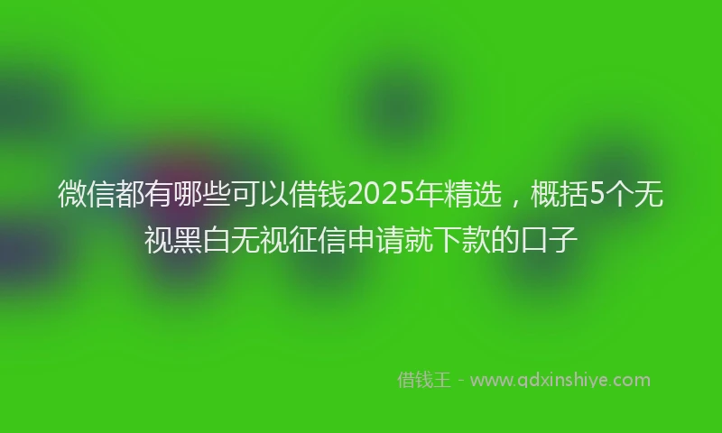 微信都有哪些可以借钱2025年精选，概括5个无视黑白无视征信申请就下款的口子