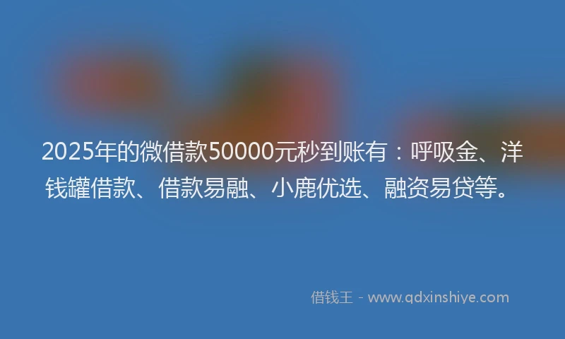 2025年的微借款50000元秒到账有：呼吸金、洋钱罐借款、借款易融、小鹿优选、融资易贷等。