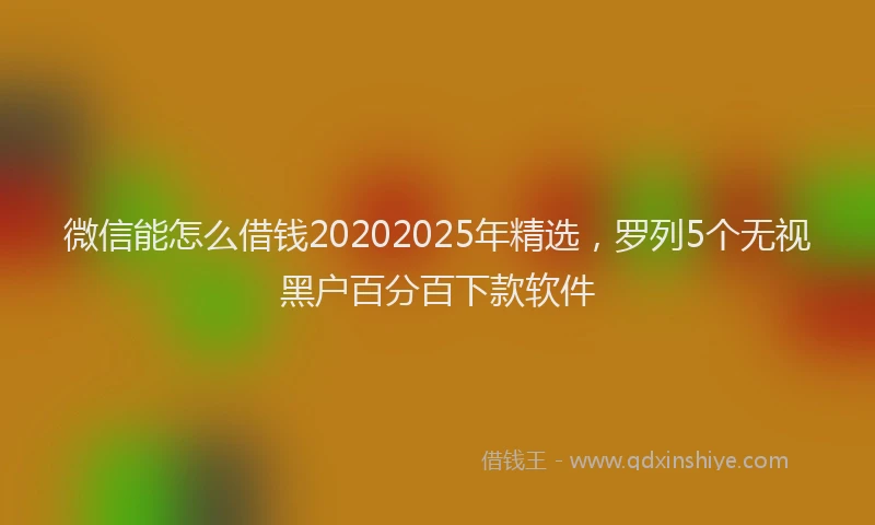 微信能怎么借钱20202025年精选，罗列5个无视黑户百分百下款软件