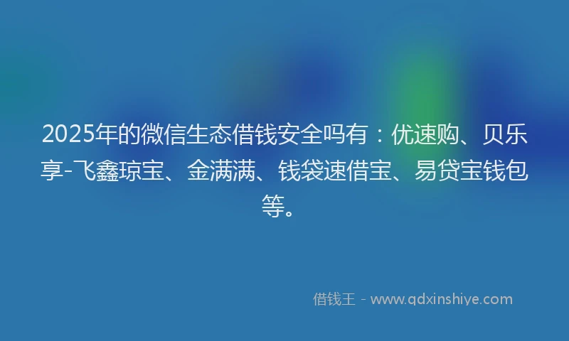 2025年的微信生态借钱安全吗有：优速购、贝乐享-飞鑫琼宝、金满满、钱袋速借宝、易贷宝钱包等。