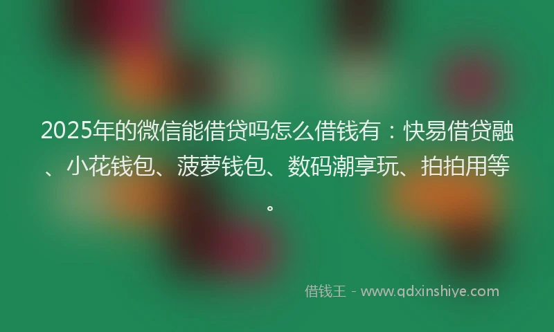 2025年的微信能借贷吗怎么借钱有：快易借贷融、小花钱包、菠萝钱包、数码潮享玩、拍拍用等。