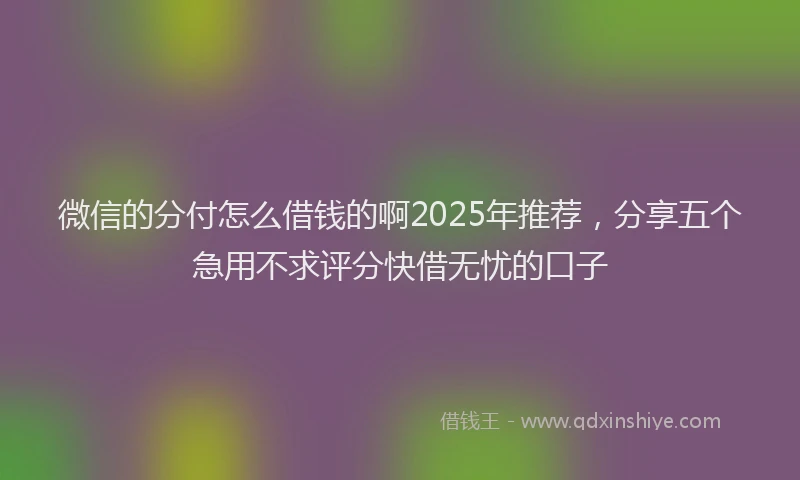 微信的分付怎么借钱的啊2025年推荐，分享五个急用不求评分快借无忧的口子