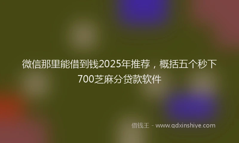 微信那里能借到钱2025年推荐，概括五个秒下700芝麻分贷款软件
