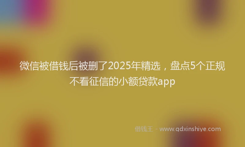 微信被借钱后被删了2025年精选，盘点5个正规不看征信的小额贷款app