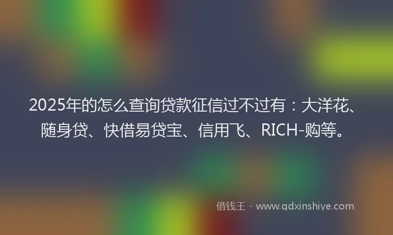 2025年的怎么查询贷款征信过不过有：大洋花、随身贷、快借易贷宝、信用飞、RICH-购等。