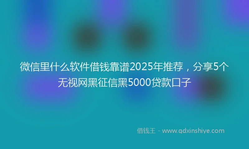 微信里什么软件借钱靠谱2025年推荐，分享5个无视网黑征信黑5000贷款口子