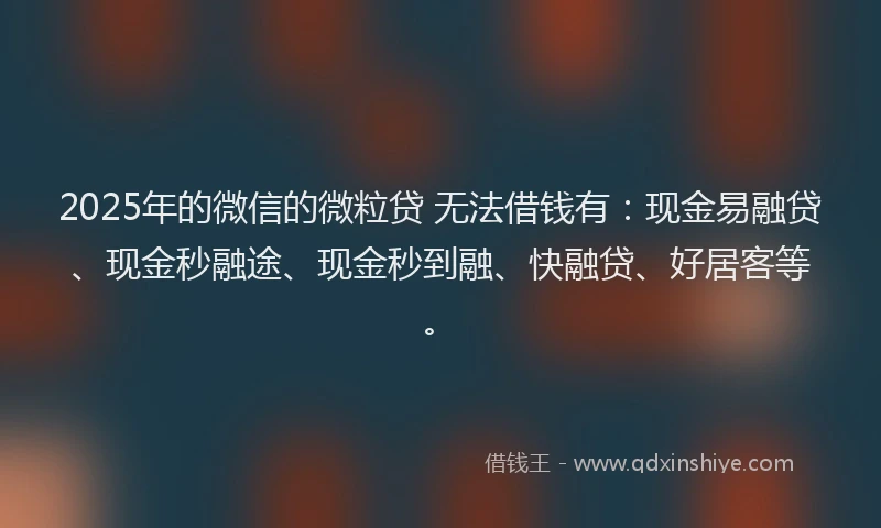 2025年的微信的微粒贷 无法借钱有：现金易融贷、现金秒融途、现金秒到融、快融贷、好居客等。