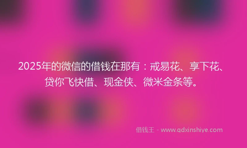 2025年的微信的借钱在那有：戒易花、享下花、贷你飞快借、现金侠、微米金条等。