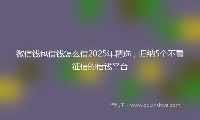 微信钱包借钱怎么借2025年精选，归纳5个不看征信的借钱平台
