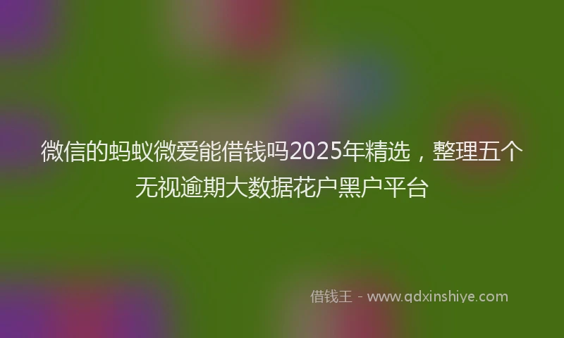 微信的蚂蚁微爱能借钱吗2025年精选，整理五个无视逾期大数据花户黑户平台