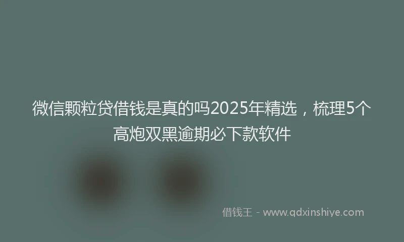 微信颗粒贷借钱是真的吗2025年精选，梳理5个高炮双黑逾期必下款软件