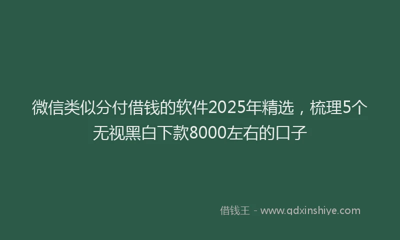 微信类似分付借钱的软件2025年精选，梳理5个无视黑白下款8000左右的口子