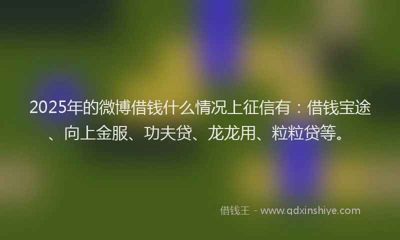 2025年的微博借钱什么情况上征信有：借钱宝途、向上金服、功夫贷、龙龙用、粒粒贷等。