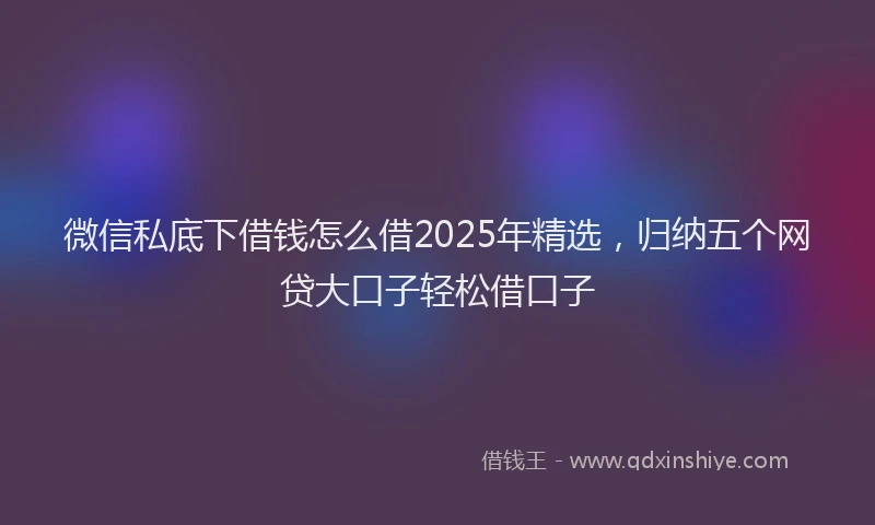 微信私底下借钱怎么借2025年精选，归纳五个网贷大口子轻松借口子