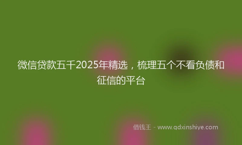 微信贷款五千2025年精选，梳理五个不看负债和征信的平台