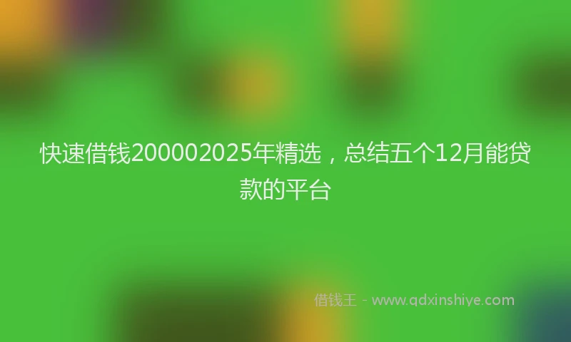 快速借钱200002025年精选，总结五个12月能贷款的平台