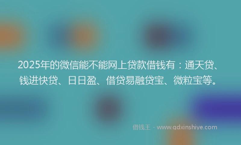 2025年的微信能不能网上贷款借钱有：通天贷、钱进快贷、日日盈、借贷易融贷宝、微粒宝等。