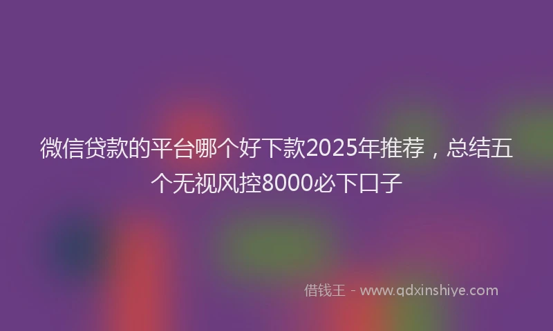 微信贷款的平台哪个好下款2025年推荐，总结五个无视风控8000必下口子
