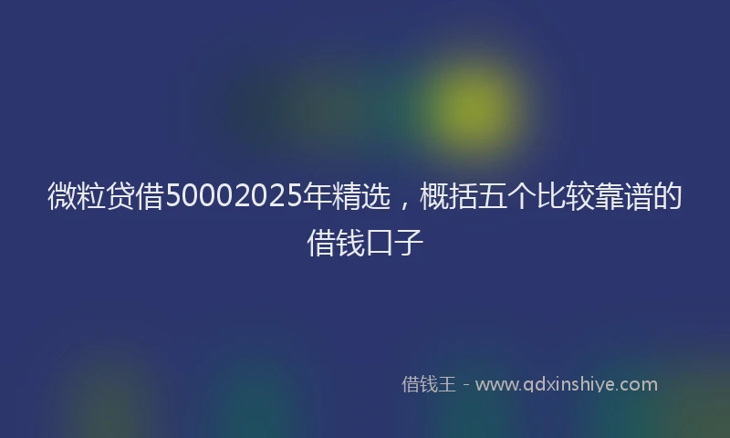 微粒贷借50002025年精选，概括五个比较靠谱的借钱口子