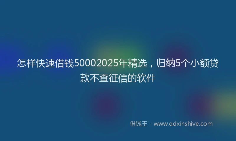怎样快速借钱50002025年精选，归纳5个小额贷款不查征信的软件
