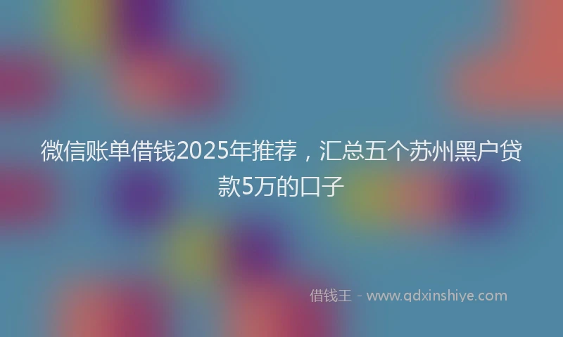 微信账单借钱2025年推荐，汇总五个苏州黑户贷款5万的口子