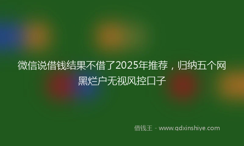 微信说借钱结果不借了2025年推荐，归纳五个网黑烂户无视风控口子