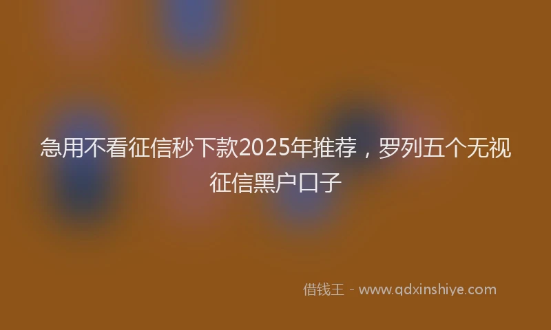 急用不看征信秒下款2025年推荐，罗列五个无视征信黑户口子
