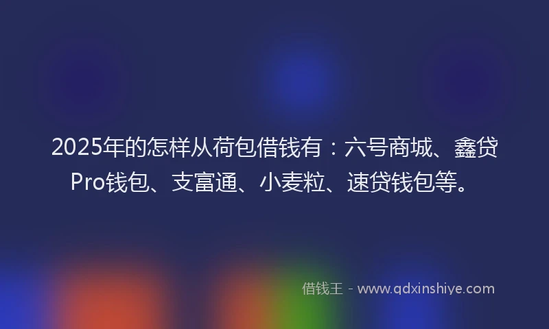 2025年的怎样从荷包借钱有：六号商城、鑫贷Pro钱包、支富通、小麦粒、速贷钱包等。