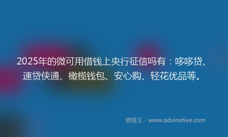 2025年的微可用借钱上央行征信吗有：哆哆贷、速贷侠通、橄榄钱包、安心购、轻花优品等。