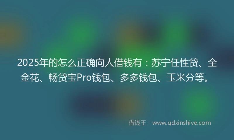2025年的怎么正确向人借钱有：苏宁任性贷、全金花、畅贷宝Pro钱包、多多钱包、玉米分等。