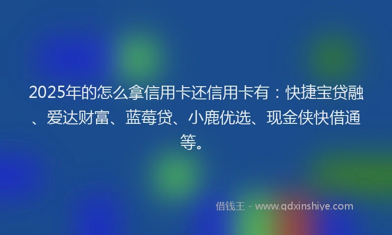 2025年的怎么拿信用卡还信用卡有：快捷宝贷融、爱达财富、蓝莓贷、小鹿优选、现金侠快借通等。