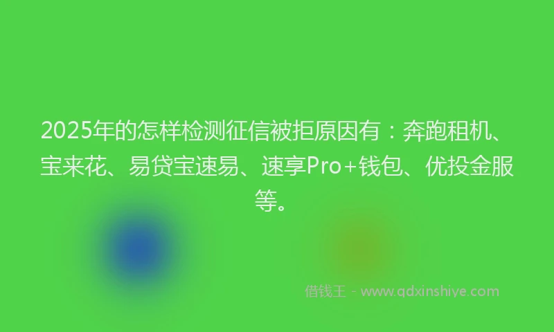 2025年的怎样检测征信被拒原因有：奔跑租机、宝来花、易贷宝速易、速享Pro+钱包、优投金服等。