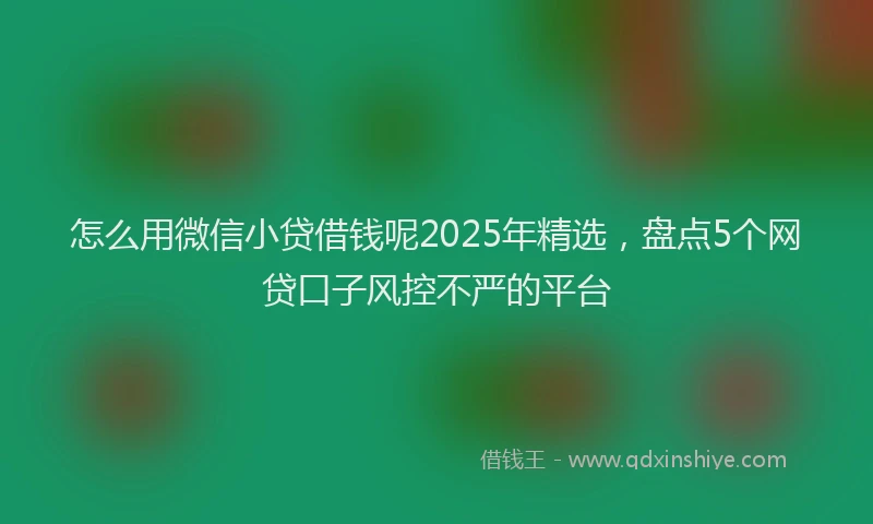 怎么用微信小贷借钱呢2025年精选，盘点5个网贷口子风控不严的平台