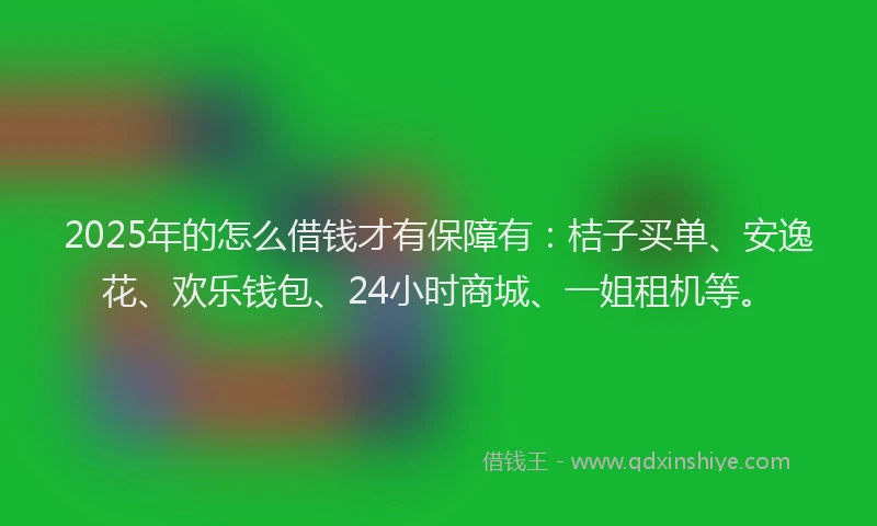 2025年的怎么借钱才有保障有：桔子买单、安逸花、欢乐钱包、24小时商城、一姐租机等。